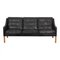 Three Seater 2209 Sofa in Patinated Black Leather by Børge Mogensen for Fredericia 1