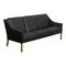 Three Seater 2209 Sofa in Patinated Black Leather by Børge Mogensen for Fredericia 2