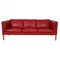 Three Seater 2333 Sofa in Red Leather by Børge Mogensen for Fredericia, 2000s 1