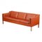 2213 Sofa in Original Patinated Cognac Leather by Børge Mogensen for Fredericia 1