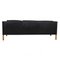 Three Seater 2213 Sofa in Black Leather with Patina by Børge Mogensen for Fredericia 2