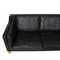 Three Seater 2213 Sofa in Black Leather with Patina by Børge Mogensen for Fredericia, Image 4