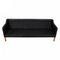 Three Seater 2213 Sofa in Black Leather with Patina by Børge Mogensen for Fredericia 3