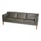 3-Sitzer 2213 Sofa aus Original Grauem Leder mit Beinen aus Teak von Børge Mogensen für Fredericia 2