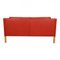 2212 Sofa with Red Patinated Leather by Børge Mogensen for Fredericia, 1980s, Image 3