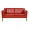 2212 Sofa with Red Patinated Leather by Børge Mogensen for Fredericia, 1980s, Image 1