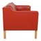 2212 Sofa with Red Patinated Leather by Børge Mogensen for Fredericia, 1980s 2