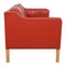 2212 Sofa with Red Patinated Leather by Børge Mogensen for Fredericia, 1980s, Image 2