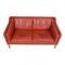 2212 Sofa with Red Patinated Leather by Børge Mogensen for Fredericia, 1980s, Image 5