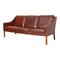 Three Seater 2209 Sofa with Brown Patinated Leather by Børge Mogensen for Fredericia, Image 2