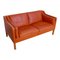 Two Seater 2212 Sofa in Cognac Leather with Patina by Børge Mogensen for Fredericia, 1980s, Image 3