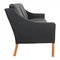 Three Seater 2209 Sofa in Black Bizon Leather by Børge Mogensen for Fredericia, Image 3