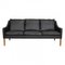 Three Seater 2209 Sofa in Black Bizon Leather by Børge Mogensen for Fredericia 1