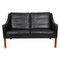 Two Person 2208 Sofa in Patinated Black Leather by Børge Mogensen for Fredericia, 1980s, Image 1