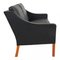 Model 2208 2-Seater Sofa in Black Leather by Børge Mogensen for Fredericia 3