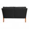 Model 2208 2-Seater Sofa in Black Leather by Børge Mogensen for Fredericia, Image 4