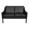 Model 2208 2-Seater Sofa in Black Bison Leather by Børge Mogensen for Fredericia, Image 1