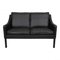 Modell 2208 2-Sitzer Sofa aus schwarzem Bisonleder von Børge Mogensen für Fredericia 1