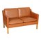 Model 2322 2-Seater Sofa with Cognac Patinated Leather and Oak Legs by Børge Mogensen for Fredericia 1