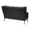 2-Seater Sofa with Original Patinated Black Leather and Oak Wood Legs by Børge Mogensen for Fredericia, Image 3