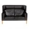 2-Seater Sofa with Black Patinated Leather and Oak Wood Legs by Børge Mogensen for Fredericia, Image 1