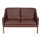 Model 2208 2-Seater Sofa with Patinated Original Brown Leather by Børge Mogensen for Fredericia, Image 1