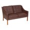 Model 2208 2-Seater Sofa with Patinated Original Brown Leather by Børge Mogensen for Fredericia 2