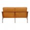 2-Seater Airport Sofa with Cognac Aniline Leather and Brass Frame by Arne Jacobsen for Fritz Hansen, 1960s 3