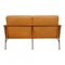 2-Seater Airport Sofa with Cognac Aniline Leather and Brass Frame by Arne Jacobsen for Fritz Hansen, 1960s, Image 3