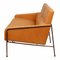 2-Seater Airport Sofa with Cognac Aniline Leather and Brass Frame by Arne Jacobsen for Fritz Hansen, 1960s 4