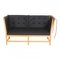 Spoke-Back Sofa in Black Bison Leather by Børge Mogensen for Fritz Hansen, 1990s 1