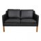 Modell 2322 2-Sitzer Sofa aus schwarzem Bisonleder von Børge Mogensen für Fredericia 1