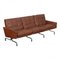 Pk-31/3 Sofa with Patinated Brown Leather by Poul Kjærholm for Kold Christensen, 1970s 2