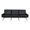 Schwarzes Pk-31/3 Sofa aus Anilinleder von Poul Kjærholm, 1970er 1