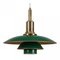 Lámpara colgante 3/2 en verde de Poul Henningsen, Imagen 2