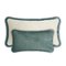 Couple Happy Pillow in Green and White Velvet with Fringes from Lo Decor, Set of 2 3