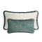 Coussin Couple Happy en Velours Bleu Sarcelle et Blanc avec Franges de Lo Decor, Set de 2 1