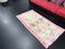 Small Beige and Pink Hand Knotted Wool Area Rug 7