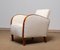 Swedish Art Deco White Bouclé and Walnut Club Chair, 1920s 1