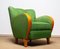 Club chair in lana verde e olmo nello stile di Fritz Hansen, anni '40, Immagine 1