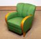 Club chair in lana verde e olmo nello stile di Fritz Hansen, anni '40, Immagine 5