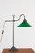 Adjustable Bank Table Lamp with Green Glass Shade, 1960s, Image 1