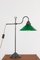 Lampada da tavolo regolabile con paralume in vetro verde, anni '60, Immagine 1