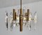 Large Mid-Century Italian Brass and Crystal Glass Chandelier attributed to Gaetano Sciolari, 1970s 3