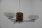 Lámpara de araña Art Déco de madera, cromo y vidrio, años 40, Imagen 2