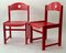 Rot lackierte Kinderstühle, 1970er, 2er Set 4