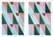 Natalia Roman, Díptico de cuadrícula combinada de azulejos rosas y verdes, 2022, Pintura sobre papel, Imagen 1