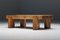Mesa de centro artesanal rectangular de madera, años 40, Imagen 6
