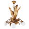 Hollywood Regency Pendant LIght with Leaves and Opaline Glass Spheres, 1970s, Image 1