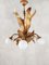 Hollywood Regency Pendant LIght with Leaves and Opaline Glass Spheres, 1970s 2